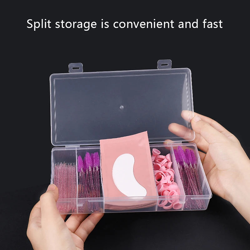 1Pc Transparent With Cover Rectangle Vertical 5 Grid Eyelash Extension Tool Storage Box Glue Tweezer Holder Makeup Organizer