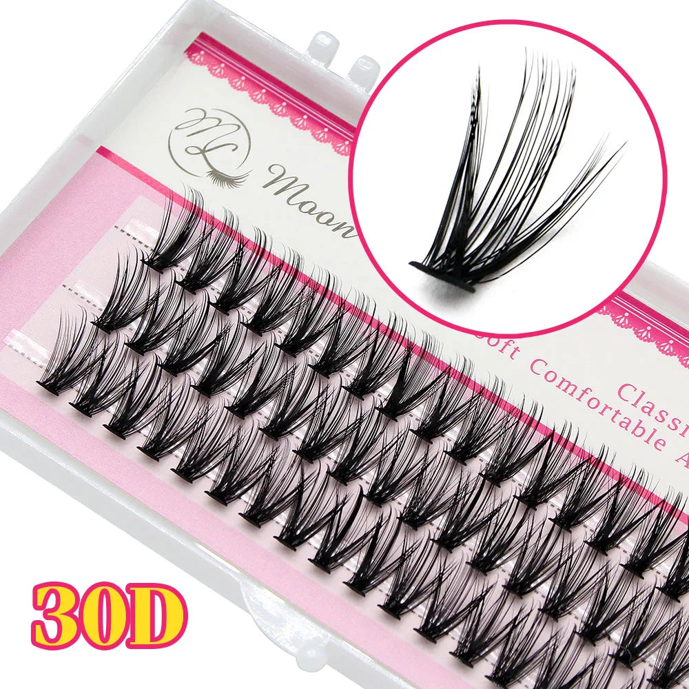 New Arrival Moonlily 60pcs Silk Makeup Individual Mink EyeLashes 3D Volume Grafting False Black Extensions Cluster Lash Bundle