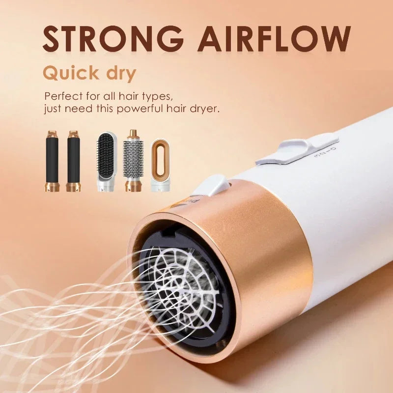 5-in-1 Hot Air Styling Brush – Dryer, Curler, Straightener & Comb