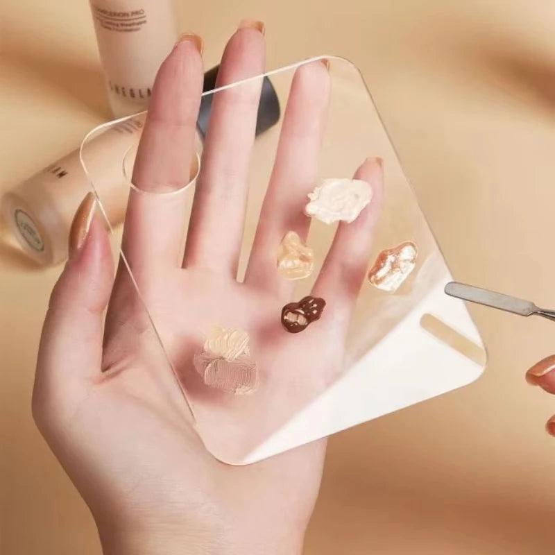 Acrylic Makeup Mixing Palette & Spatula – Foundation & Eyeshadow Blending Tool dylinoshop