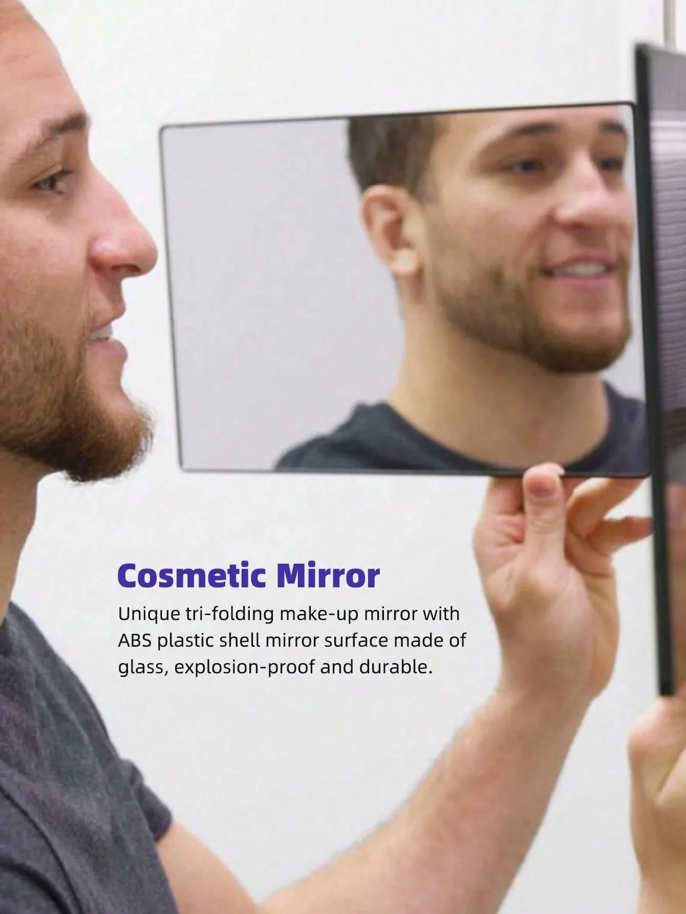 Three-sided mirror 360-degree three-fold hair styling mirror with lighting - a personal use beauty mirror suitable for hair styling