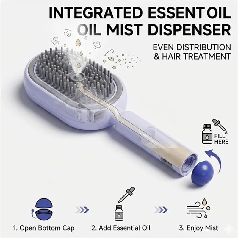 Electric Spray Air Cushions Massage Comb 3 in 1 Self Cleaning Steam Essential Oil Brush Rechargeable Spray Scalp Massager Combs dylinoshop