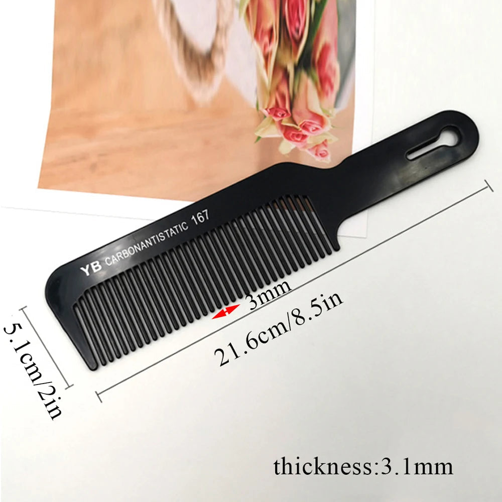 Black Flattop Hair Cutting Comb Wide Tooth Men Cut Hair Brush Professional Salon Barber Hair Clipper Hairdressing Carbon Combs dylinoshop