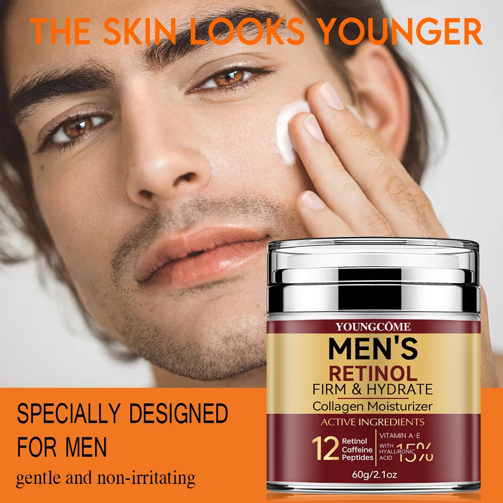 Men's Retinol Firming Face Cream Skincare Moisturizing Collagen Brightening Smooth Wrinkles Facial Face Men Skin Care Treatment 