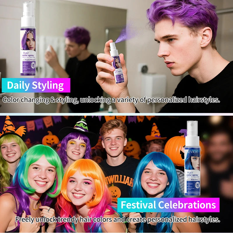 Christmas Hair Colors Spray Temporary Hair Colour Spray Purple Green Hair Dye Spray One-Time Hair Dye Makeup Chalk Hair Styling