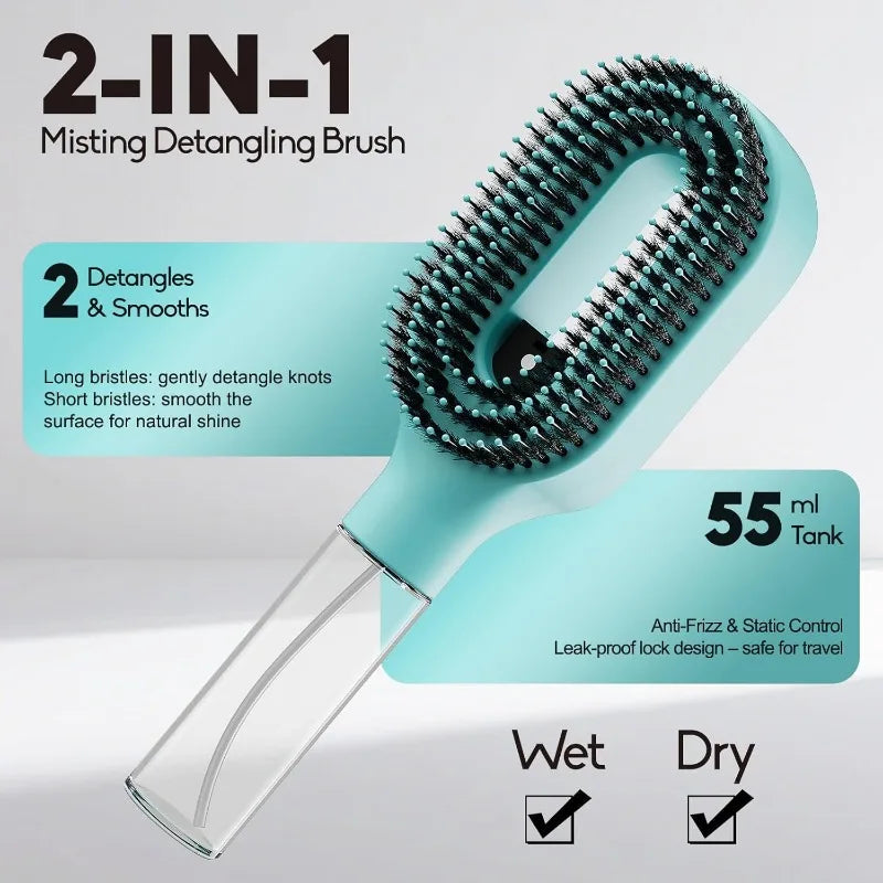 Refillable Spray Hair Comb Anti Static Detangling Brush Eliminate Frizz Tangles Portable Hair Styling Water Spray Brush For All Hair Types dylinoshop