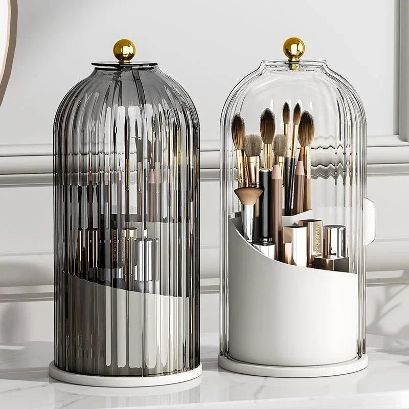 360 Rotating Makeup Brush Holder Desktop Makeup Organizer Cosmetic Storage Box Lipstick Eyebrow Pencil Holder Jewelry Container