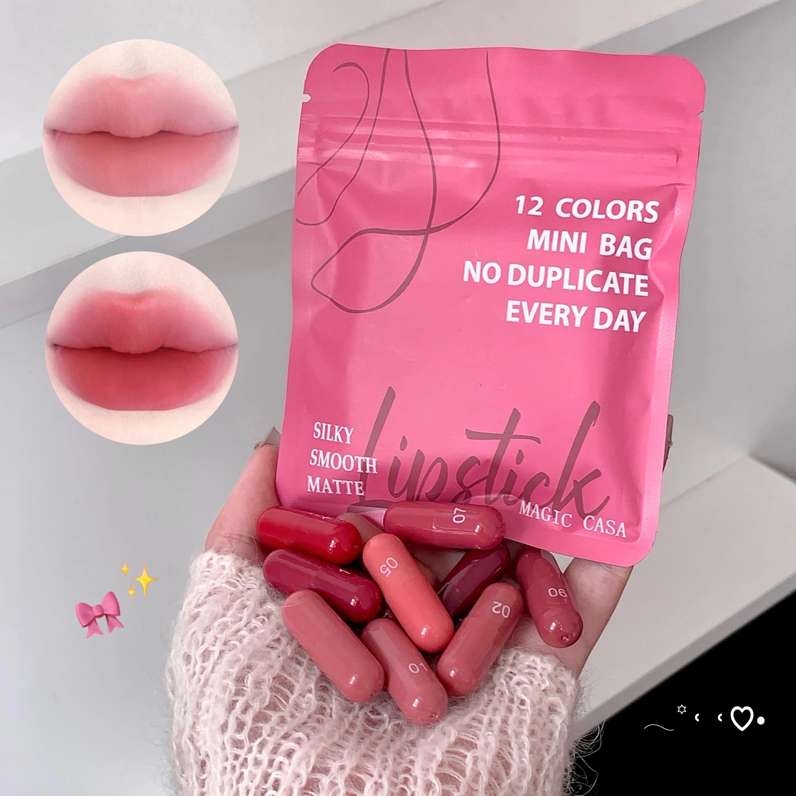Magic Casa 12 Color Matte Lip Balm Set, Long-Lasting & Non-Fading, Perfect Gift for Women, Ideal for Makeup Festival