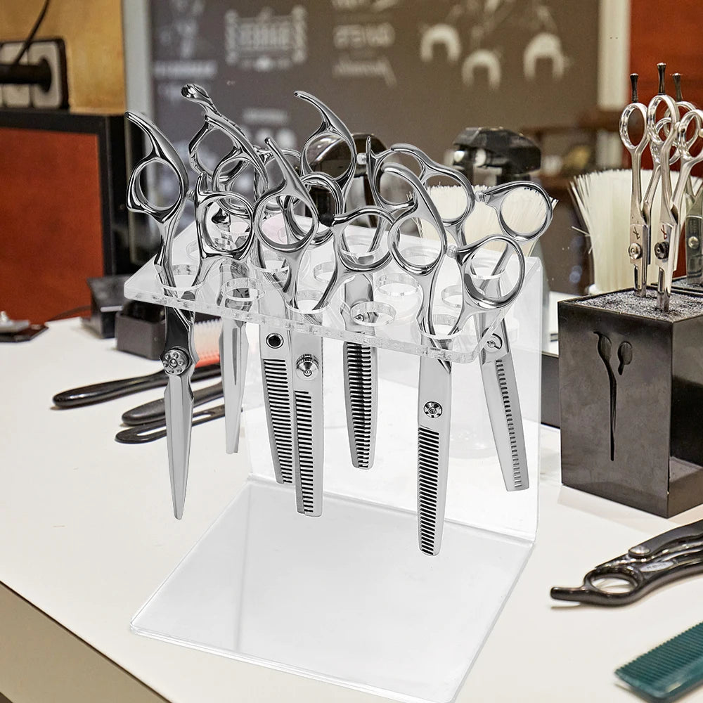 5/6/15 Grids Scissors Shears Display Holder Acrylic Racks Storage Stand Makeup Brush Organizer Barber Hairdressing Supplie Tools