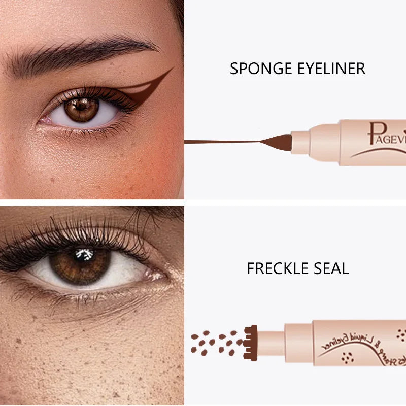 Double-end Freckles Stamp Pen Makeup 3-IN-1 Eyeliner Freckle Seal Waterproof Face Concealer Contour Natural Brown Freckle Makeup