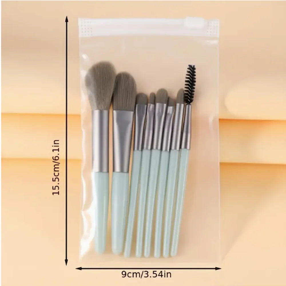 8-Piece Portable Concealer Foundation Make-Up Makeup Brush Soft Hair, Eye Makeup Tools, Beginner mini Set, Alcohol Free