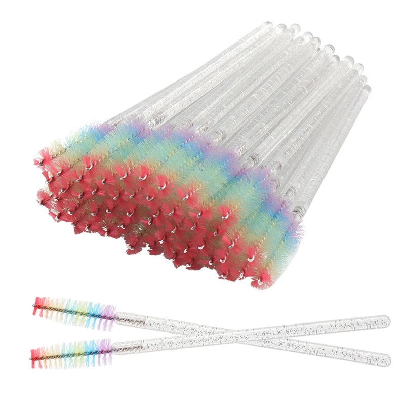Disposable Eyelash & Eyebrow Spoolie Brushes – 50-Piece Crystal Comb Set dylinoshop