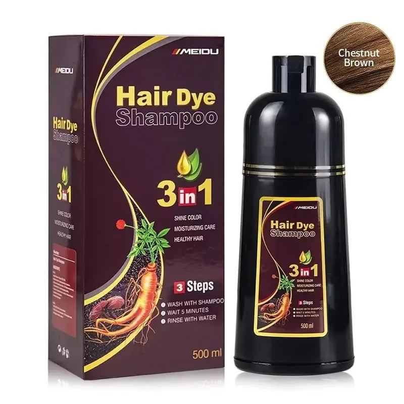 Meidu 3 In 1 Instant Coloring Shampoo Natural Black Color for Men Women Hair Dye Herbal Brown Purple Hair Dye Hair Dye Shampoo dylinoshop
