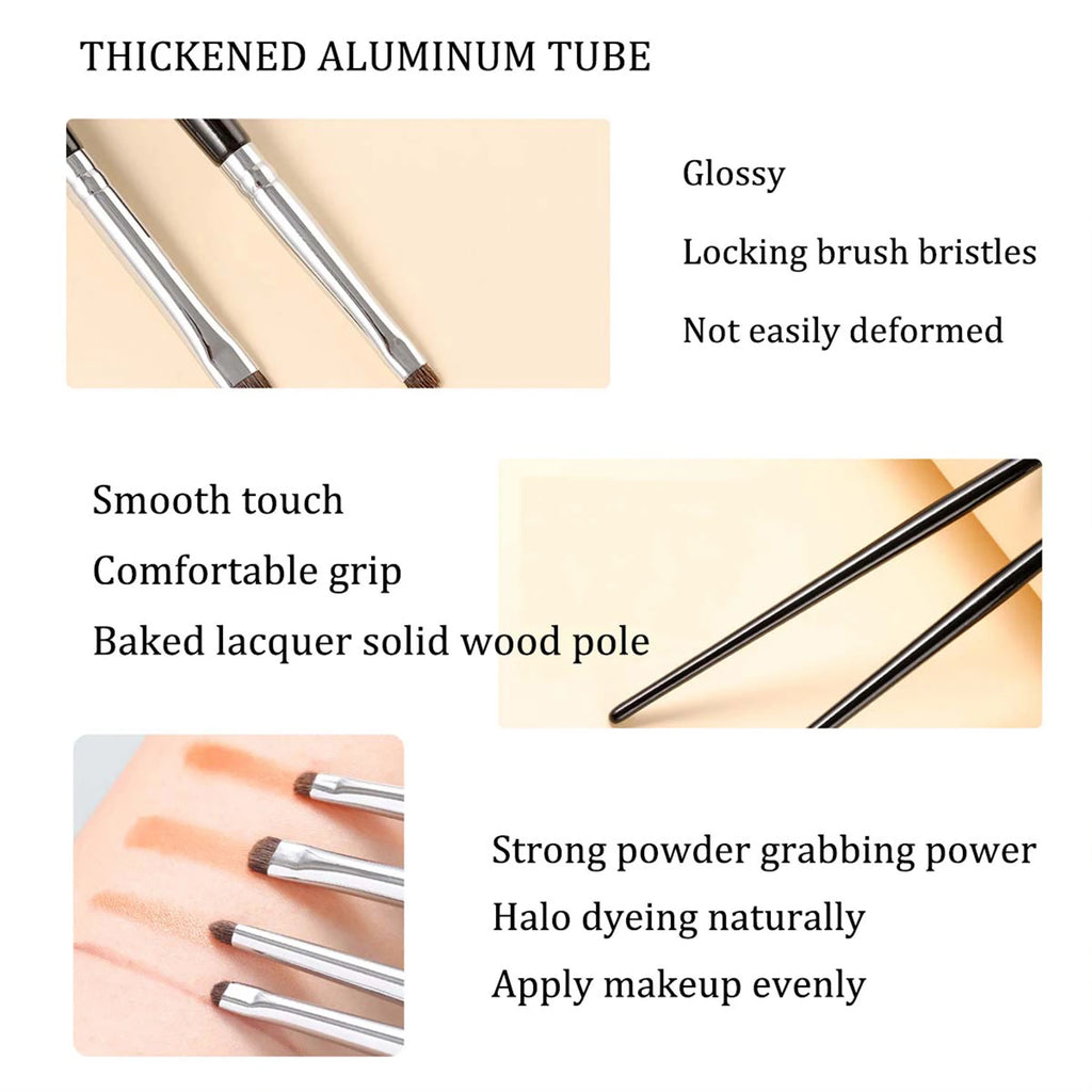 4 pieces of eyeshadow blending brushes, eye shadow brushes with silkworm details, delicate and soft makeup tools