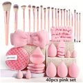 20/40Pcs Makeup Brushes and Sponges Set, Brown Makeup Puff, Beauty Egg, Headband, Wristband Remover Kit, Makeup Tool, Gift,