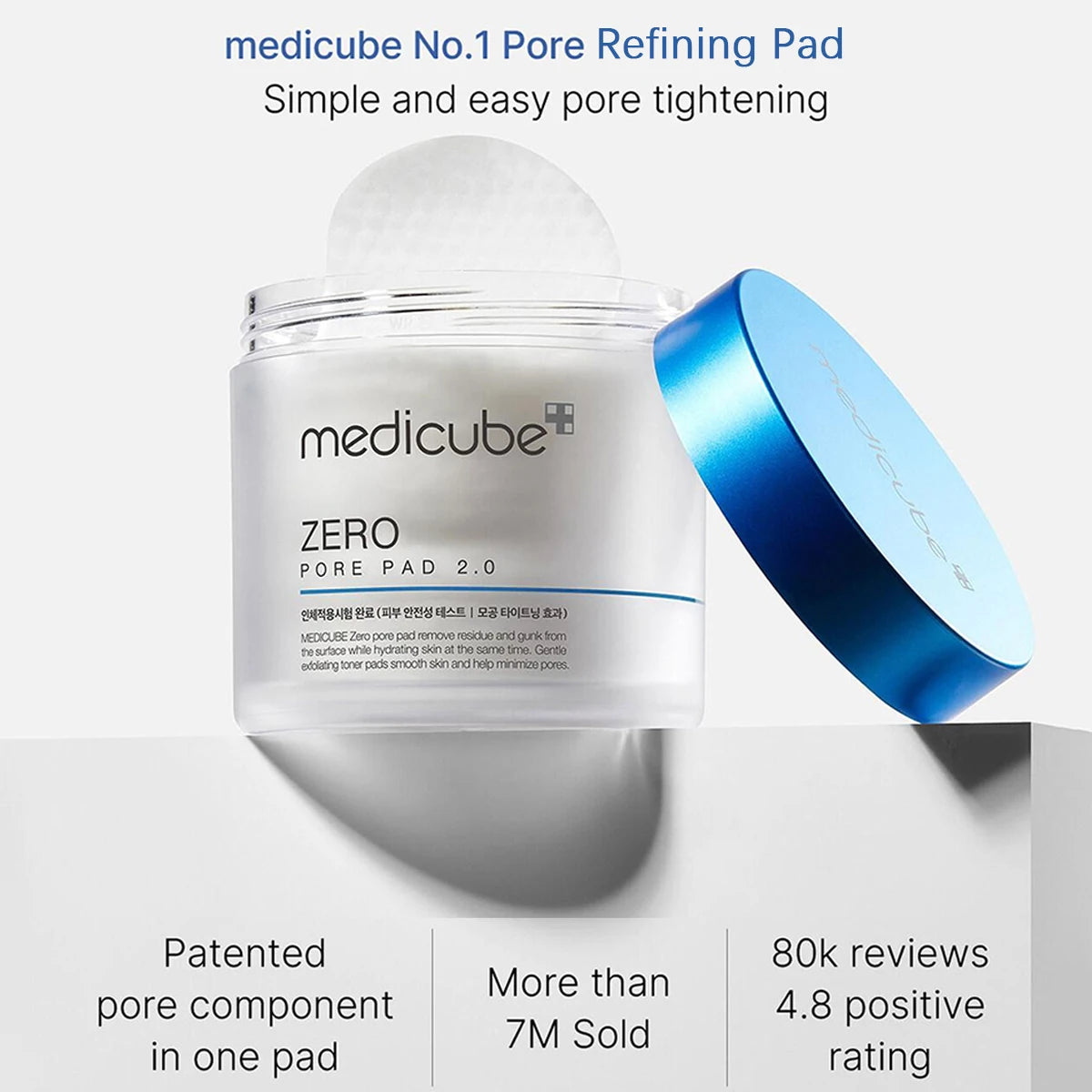 Medicube ZERO PORE PAD 2.0,Pre-Soaked Dual-Texture Cotton Pads,Hydrating&Soothing Formula,Korean Skincare,K-Beauty,Korean Makeup