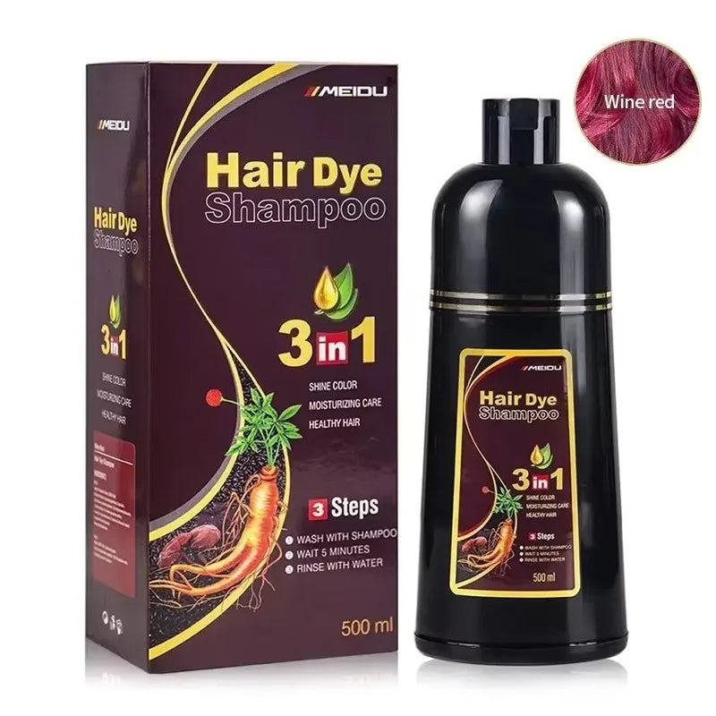 Meidu 3 In 1 Instant Coloring Shampoo Natural Black Color for Men Women Hair Dye Herbal Brown Purple Hair Dye Hair Dye Shampoo dylinoshop