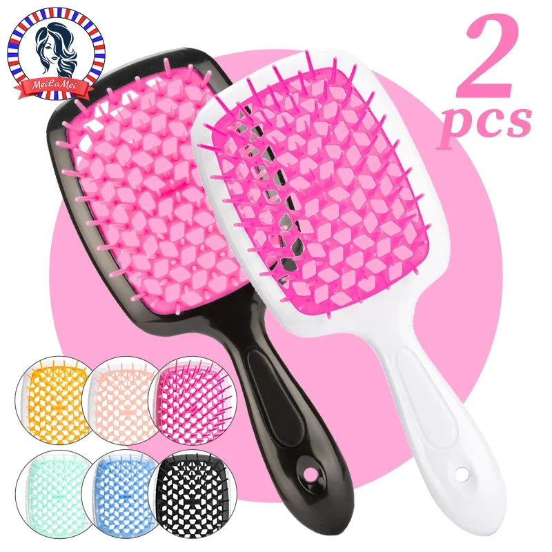 2pc Hair Comb Set Anti Static Scalp Massage Wet Dry Comb Demelante Brush Расчески Hair Styling Comb Salon Barber Brushes Kit dylinoshop