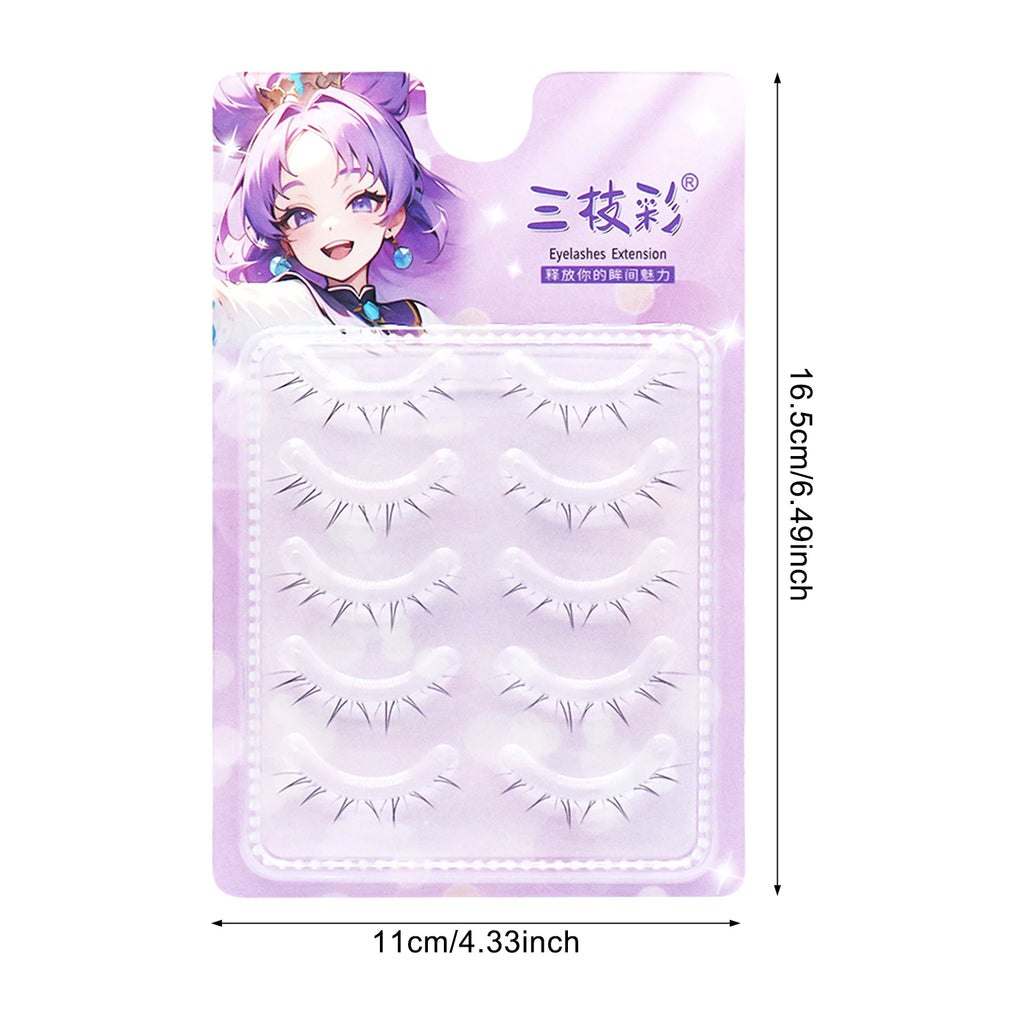 5 Pairs 4-8mm Antique Cartoon Lower False Eyelashes Wispy Cluster Natural Daily Eyelash Extensions For Beauty Eye Cosplay Makeup
