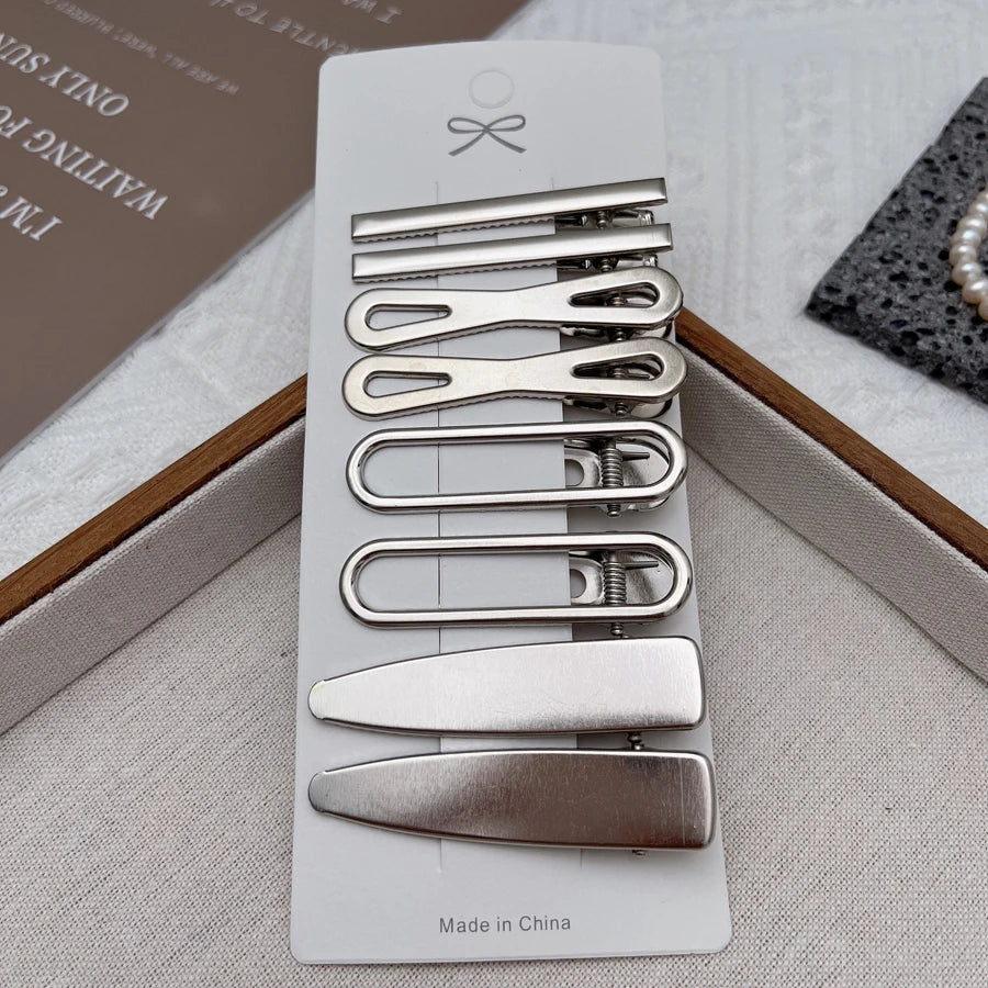 Sliver Metal Hair Clips Women Girls Y2K Duckbill Hairpin Personality Bangs Side Headwear Barrettes Hairclip Styling Accessories dylinoshop