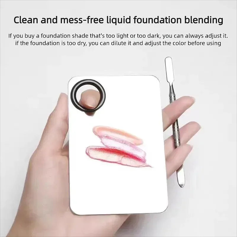 2pcs Makeup Palette Stainless Foundation Tray Mixing Makeup Palette Cosmetic Beauty Spatula Makeup Artist Equipment CZYJ02