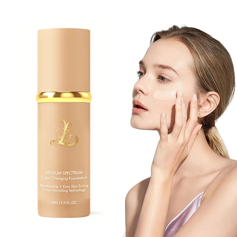 Four-in-one color-changing liquid foundation,with SPF50+ longwearing and no makeup removal, no powder sticking, moisturizing