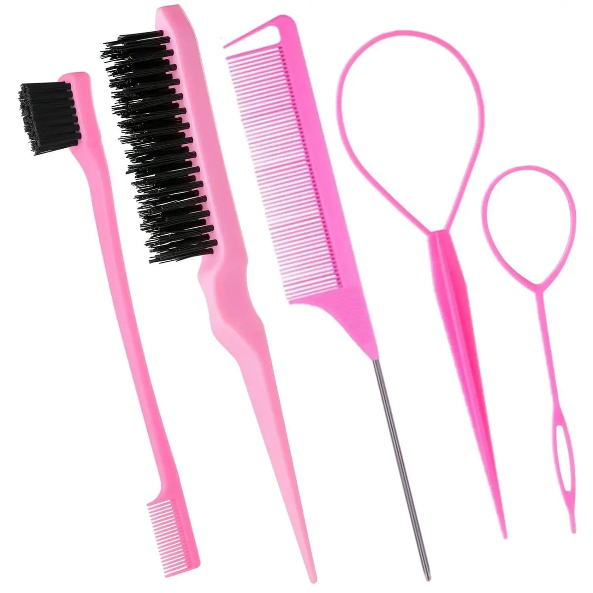 5Pcs Hairdressing Comb Set Pointed Tail Comb Dual Head Eyebrow Brush Triple Row Hair Coiler Salon Styling Tools dylinoshop
