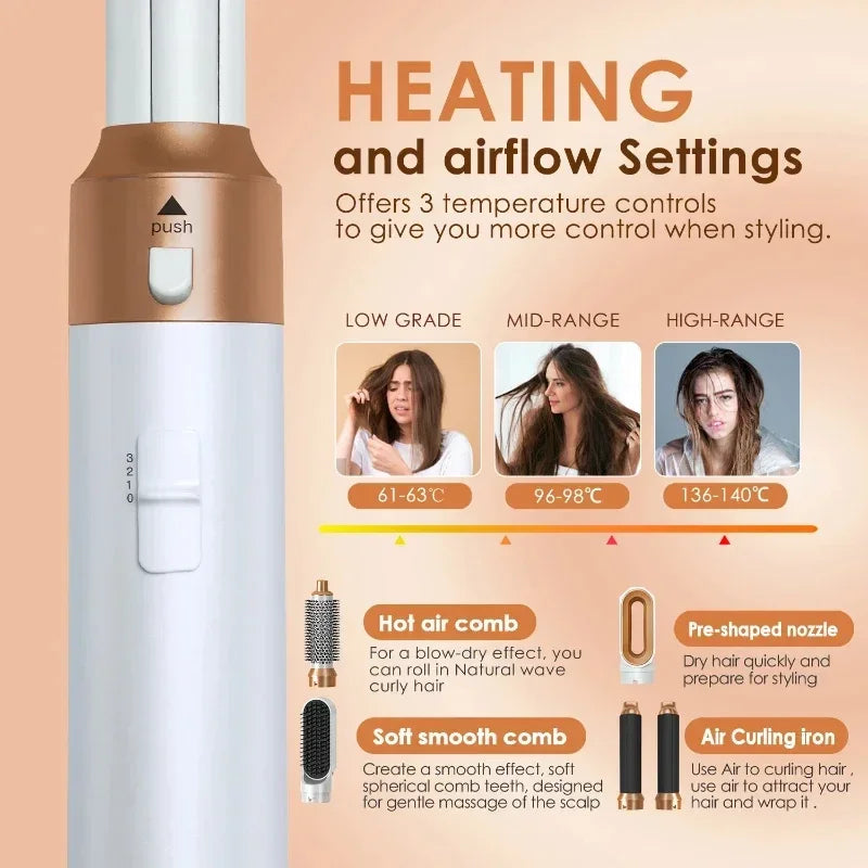 5-in-1 Hot Air Styling Brush – Dryer, Curler, Straightener & Comb