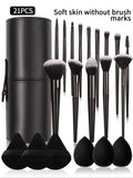 3~21pcs Fashion Makeup Brsuh Set Soft Hair Cosmetic Brushes With Makeup Brush Holder Beauty Egg And Powder Puff