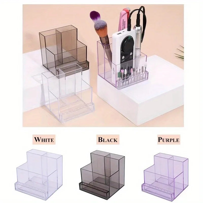 1PC Nail Drill Bits Holder Display Clear Nail Display Box Transparent Makeup Organizer Nail Manicure Tools Acrylic Nail Display