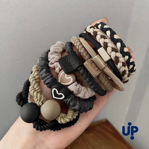 10PCS Headband Leather Band Female High Ponytail Holster Hair Accessories Simple High Elasticity Durable Rubber Band Hair Circle dylinoshop