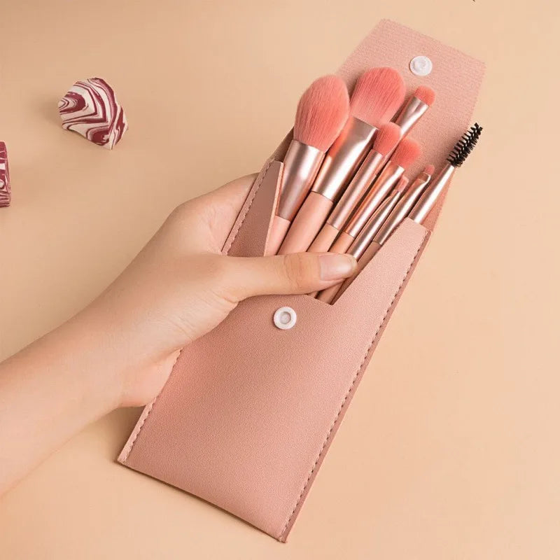 8Pcs Mini Macaron Soft Makeup Brushes Set, Portable Beginner Beauty Tools for Blush Eyeshadow, Complete Cosmetic Brush Kit