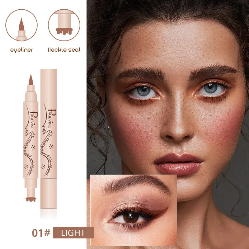 Double-end Freckles Stamp Pen Makeup 3-IN-1 Eyeliner Freckle Seal Waterproof Face Concealer Contour Natural Brown Freckle Makeup