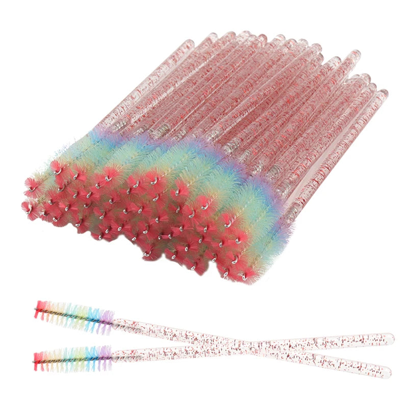 Disposable Eyelash & Eyebrow Spoolie Brushes – 50-Piece Crystal Comb Set dylinoshop