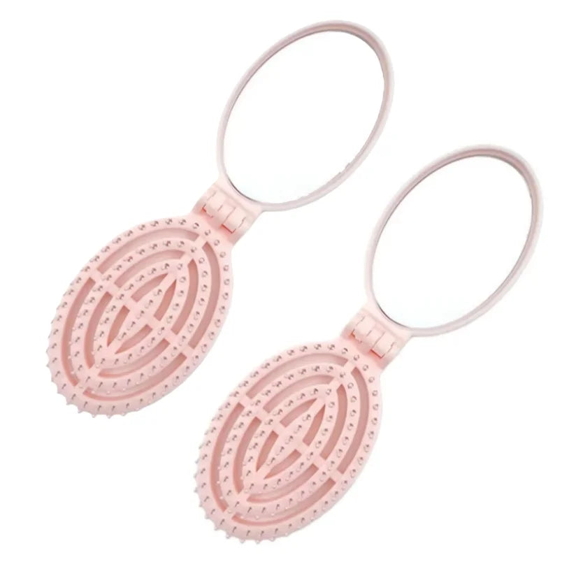 2-in-1 Foldable Comb Mirror Mini Portable Scalp Massage Comb Perfect for Travel Outgoing Use Easy to Carry Ideal Gifts dylinoshop