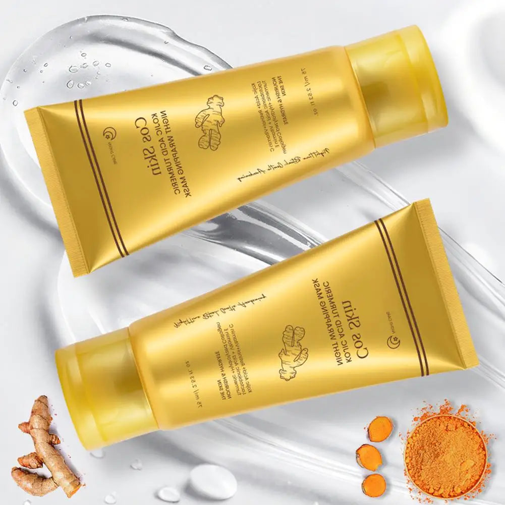 Kojic Acid Turmeric Overnight Wrapping Peel Off Mask Kit Nourish Hydrolyzed Collagen Glowing Skin Refresh Skin Firming Skincare 