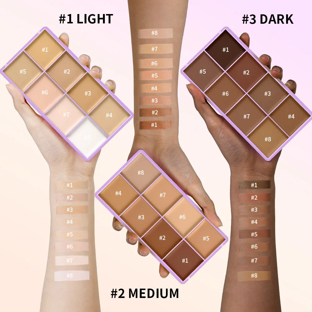Concealer Palette Waterproof Long-lasting Foundation Matte Moisturizing Lightweight Breathable Look Multi-shade Concealer Disk