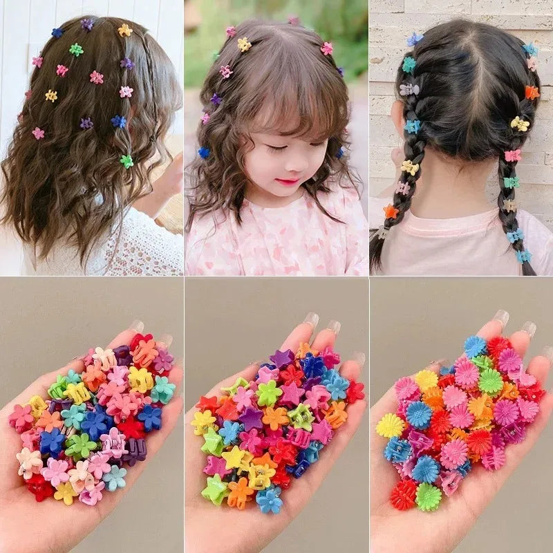 50Pcs Girls Cartoon Hair Clips Cute Small Claw Clips Flower Star Design Children's Fashion Hair Accessories Sweet Hairpin dylinoshop