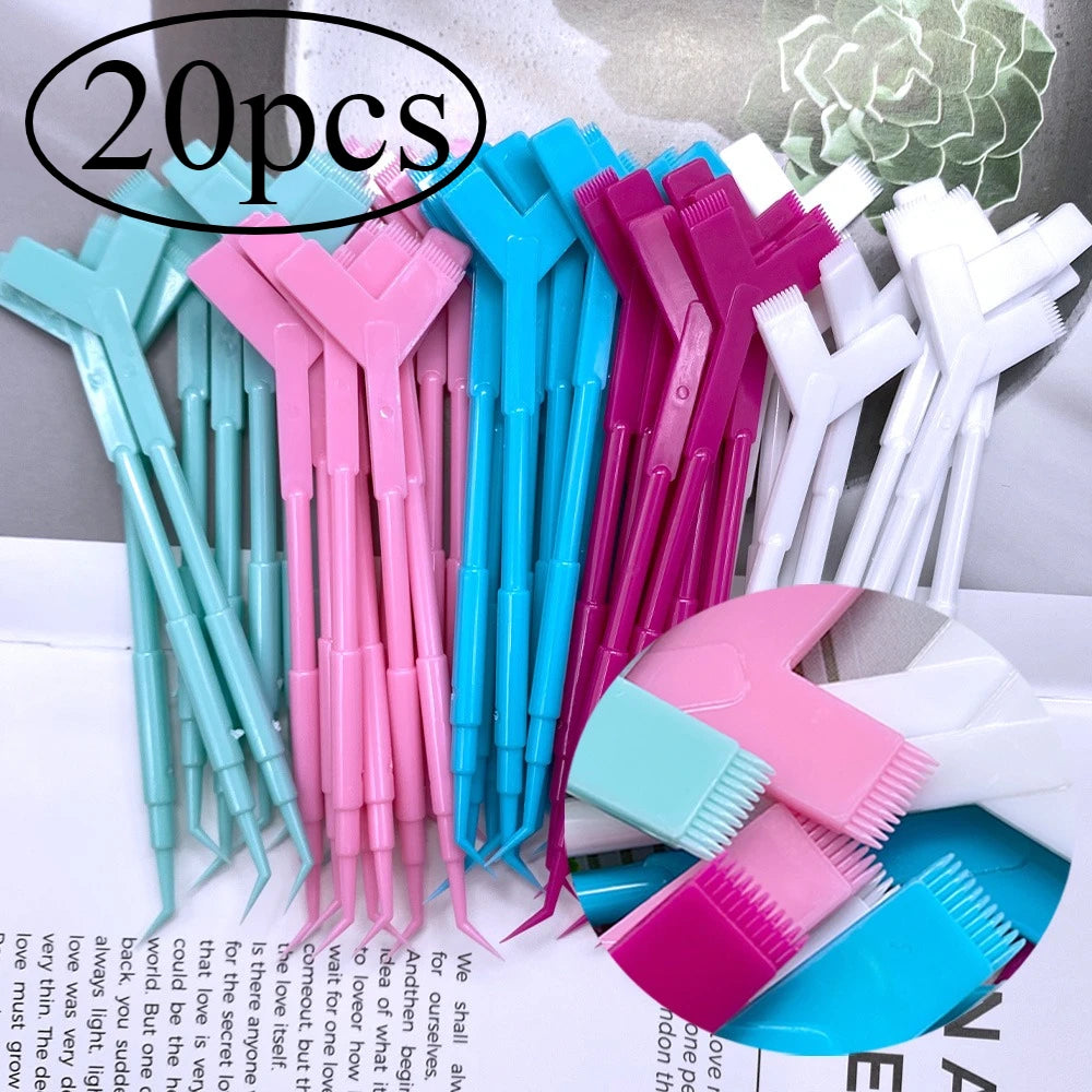 20Pcs Makeup Eyelash Brushes Reusable Plastic Clean Comb Y Shape Eyelash Lifting Curler Eye Lash Extension Perm Eyelash Tools
