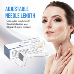140A Derma Stamp Microneedling Face Roller Massager Adjustable Titanium Needle Length Skincare Beard Growth Scalp Hair 