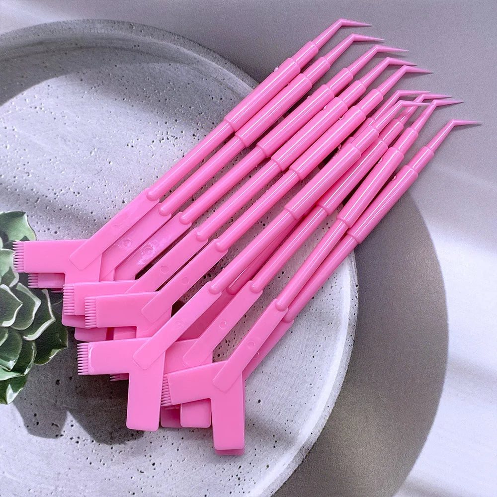 20Pcs Makeup Eyelash Brushes Reusable Plastic Clean Comb Y Shape Eyelash Lifting Curler Eye Lash Extension Perm Eyelash Tools