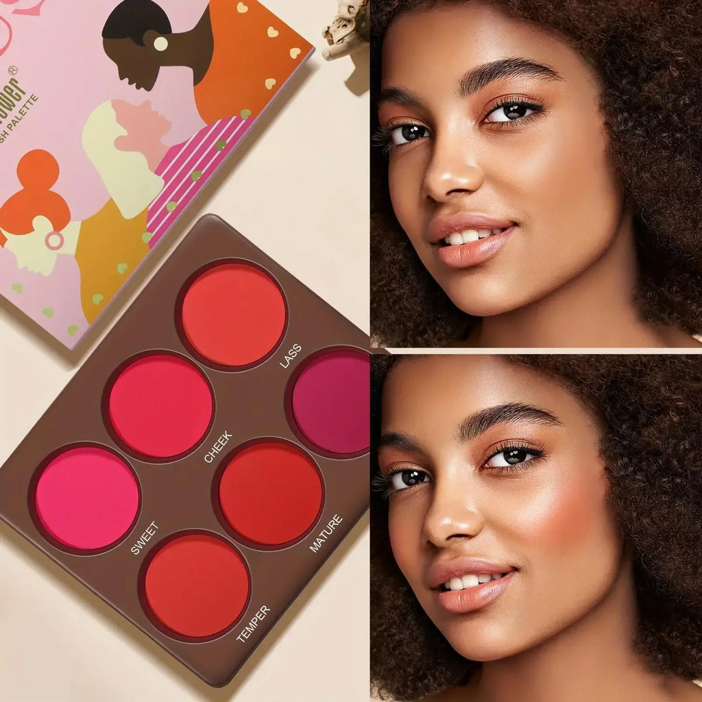 6-Color Matte Blush Palette – Long-Lasting, Buildable, Waterproof