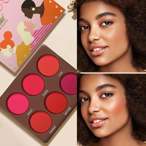 6-Color Matte Blush Palette – Long-Lasting, Buildable, Waterproof dylinoshop