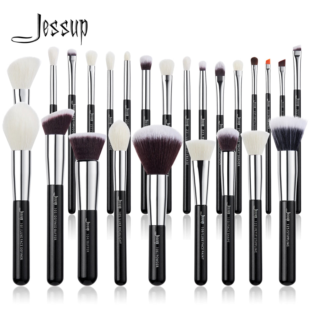 Jessup Makeup Brushes 15-25pcs Make Up Brush Set Professional Natural Synthetic Foundation Powder Contour Blending Eyeshadow