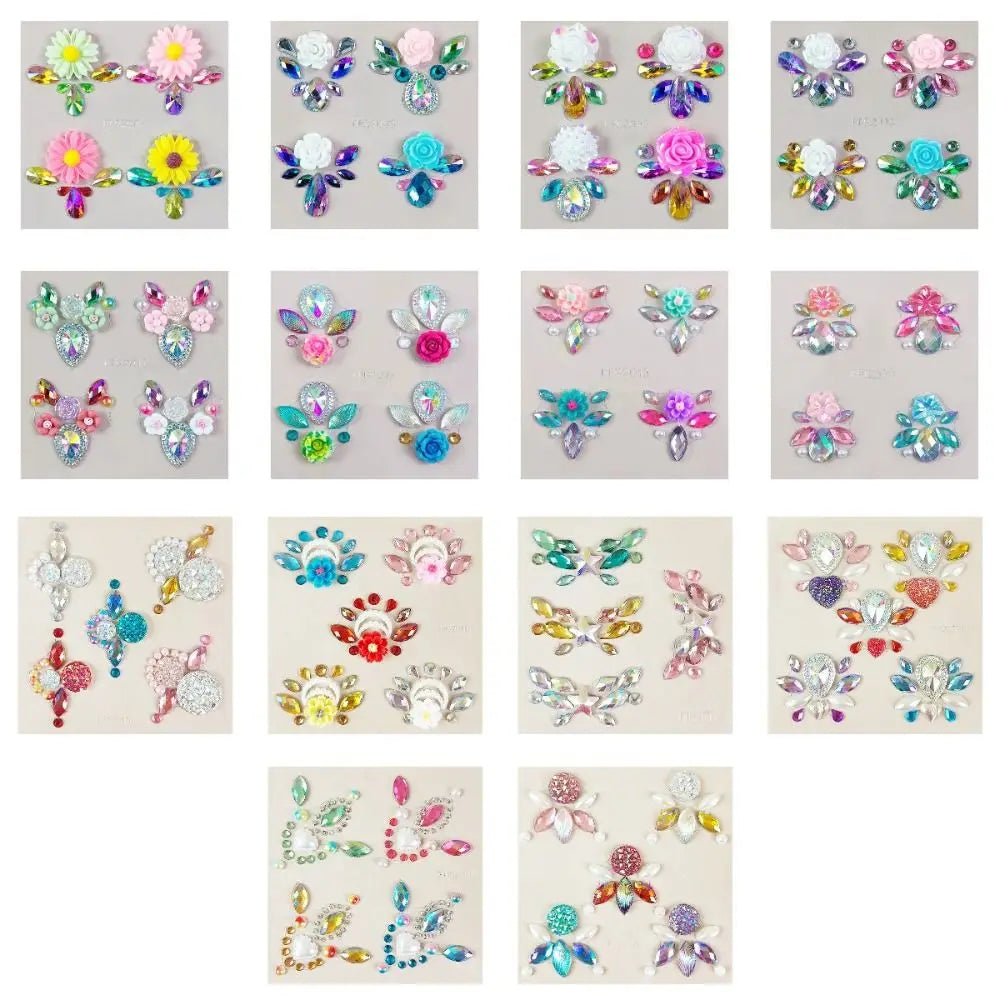 3D Forehead Tattoo Stickers Colorful DIY Children Gem Stickers Face Jewels Glitter Face Body Rhinestone Stickers Makeup Tools
