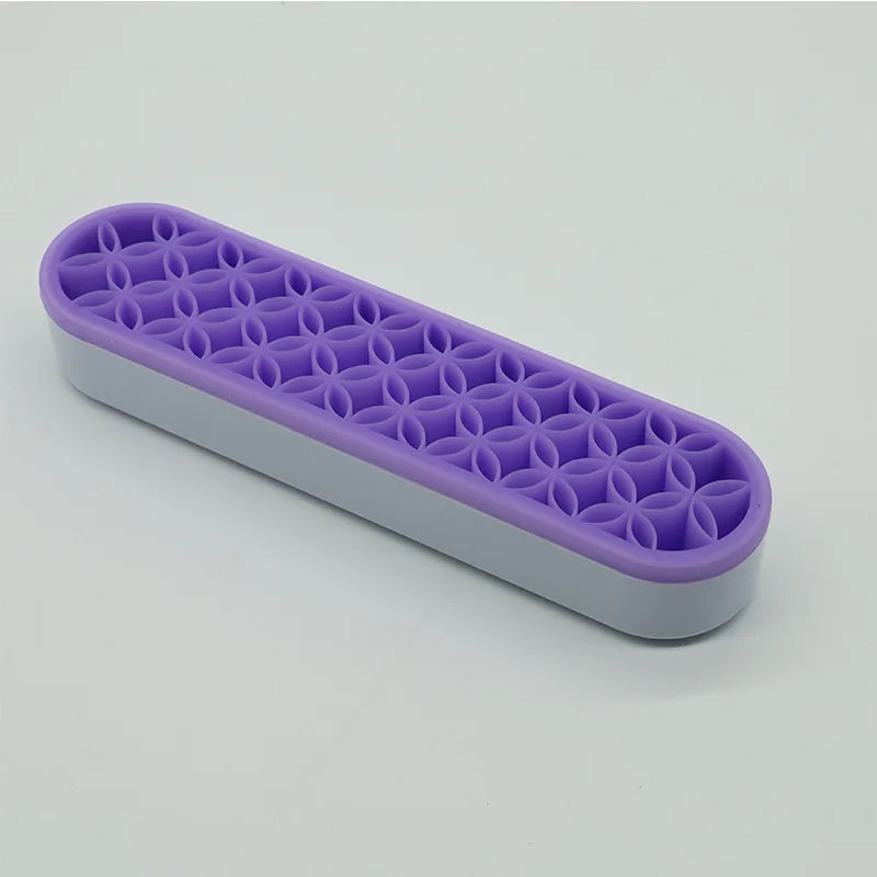 1Pc Makeup Brush Holder Nail Pen Display Stand Silicone Organizer Drying Rack Storage Case