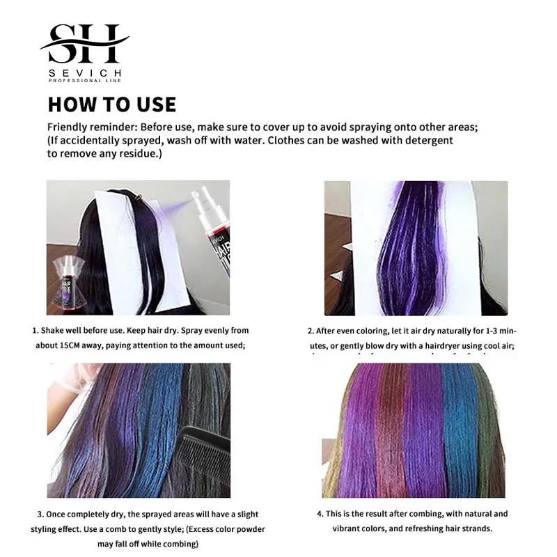 Temporary Hair Color Spray One-Time Hair Dyeing Instant Hair Salon Multi Color Hair Dye Makeup Chalk Washable DIY Party Styling dylinoshop