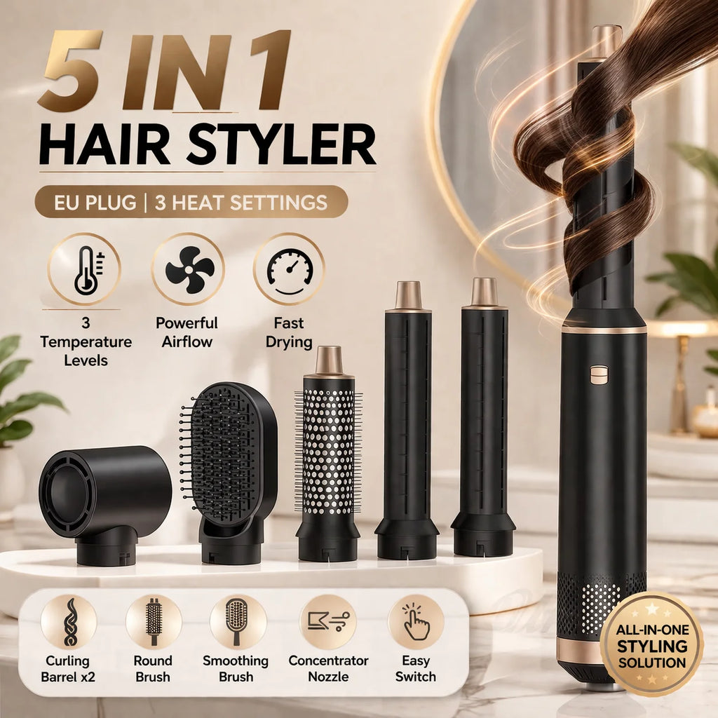 Multi-Function Hot Air Styling Comb & Brush - Straightens & Curls