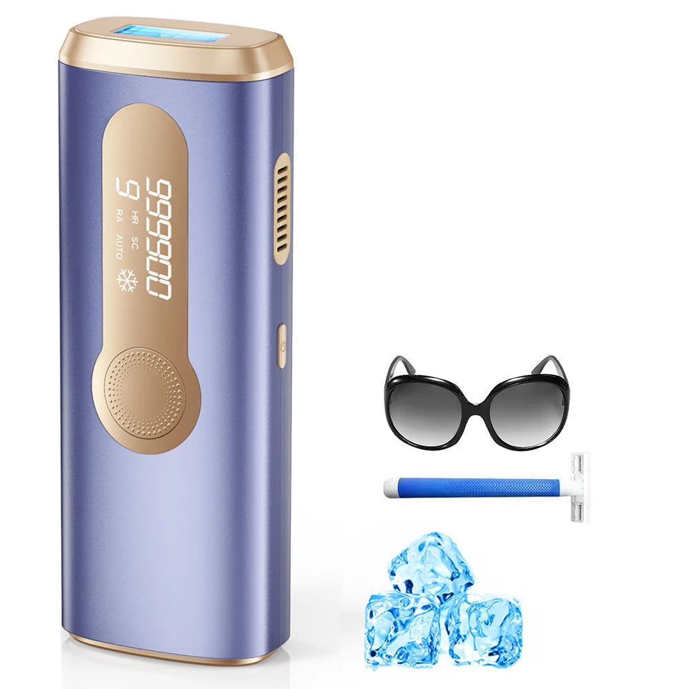 IPL Hair Removal Device with Ice Cooling – 3-in-1 Photoepilator for Face & Body
