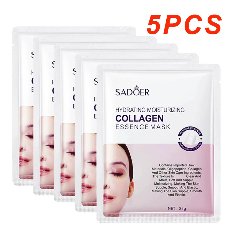 5pcs Hyaluronic Acid Collagen Face Mask skincare Moisturizing Hydrating Facial Masks Sheet Mask Skin Care 